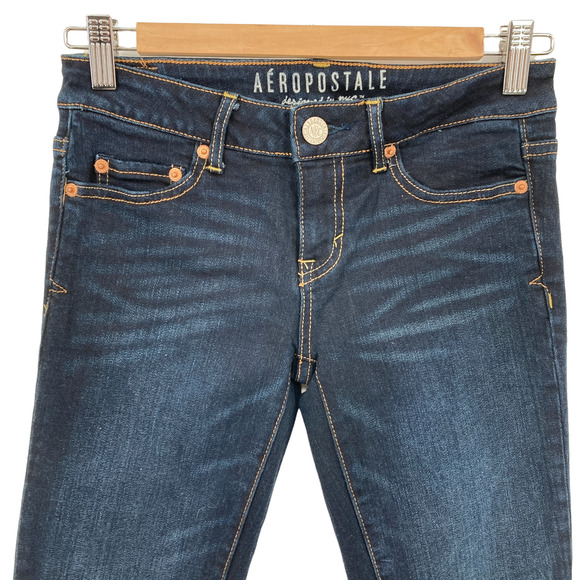 Aeropostale Low Rise Dark Wash Skinny Jeans Leggings - Picture 2 of 11